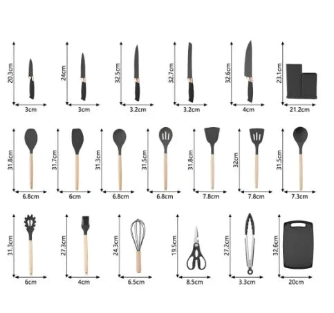 Kit Completo de Utensílios de Cozinha Luxo | 19 Peças