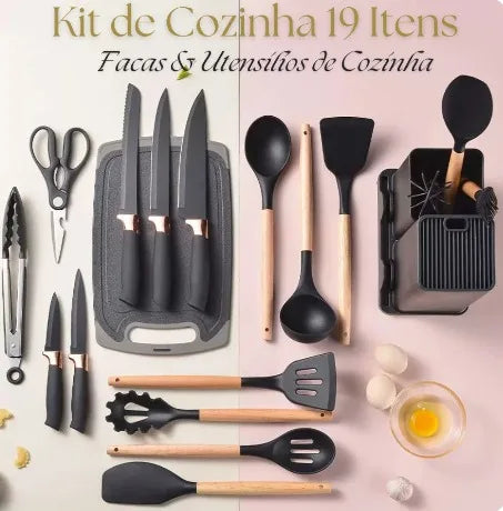 Kit Completo de Utensílios de Cozinha Luxo | 19 Peças